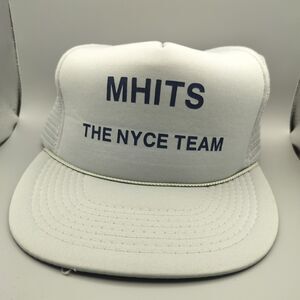 Vintage MHITS THE NYCE TEAM Trucker Hat Mesh Snapback Light Gray Foam Cap